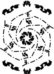 set of silhouettes of people walking