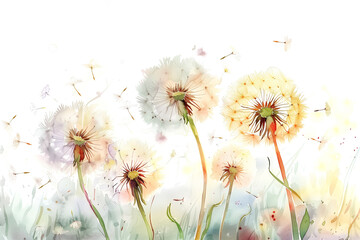 illustration watercolor dandelions art clipart