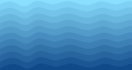 Fototapeta premium Blue river ocean wave layer background. Sea waves. Seamless sea pattern. Water wave abstract design. Vector illustration