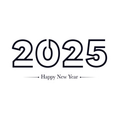 Happy new year 2025 banner black and white background vector, 2025 happy new year.