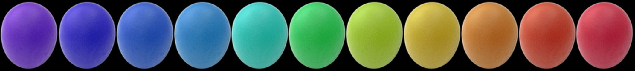 Œufs multicolores sur fond noir