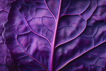 Obraz premium A single purple cabbage leaf with intricate veins