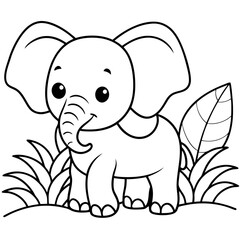 Adorable Baby Elephant in Nature Vector Art Illustration