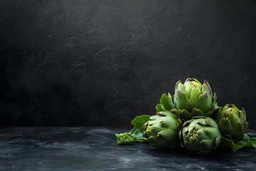 Artichokes on a Dark background with dramatic lighting