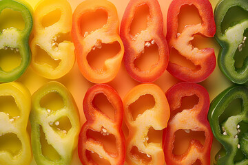 Bell pepper rings in vibrant colors