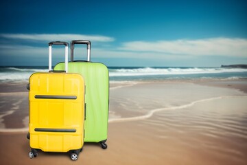 Ready for a vacation. Suitcase at sea Beach