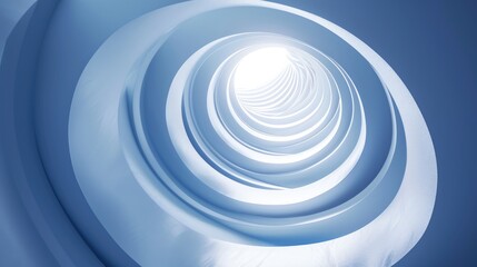 Minimalistic 3D spiral concrete in blue pastel shades geometric forms with soft light, Modern abstract backgrounds