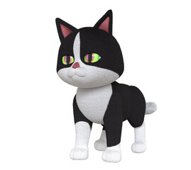 Cat cartoon standing posture on transparent background, 3D render