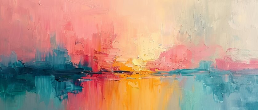 A soothing abstract piece, with thick gentle strokes of paint in soft pastels. 