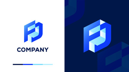 Modern creative letter FJ logo icon design. Monogram JF logo 3d