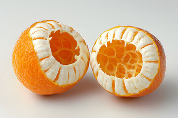 Halved oranges with a textured peel