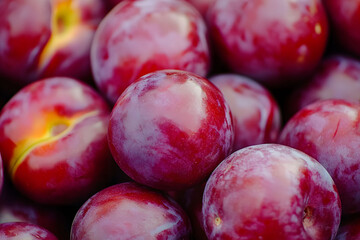 Ripe plums with a glossy finish