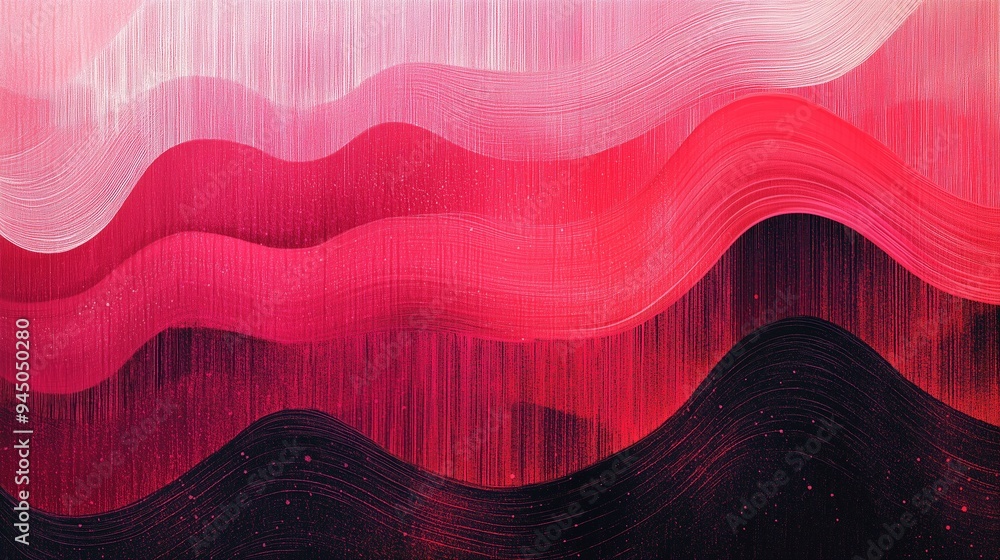 Poster abstract waves of red and pink hues create a vivid texture flowing together in an artistic compositi
