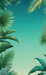 A tropical gradient background blending lush shades of green and vibrant teal, perfect for designs that evoke the feeling of a refreshing and exotic escape.