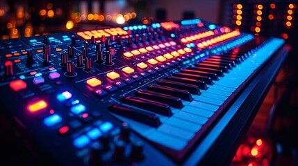 Fototapeta premium A keyboard with keys arranged in a non-standard layout for specialized tasks, like music production or video editing.
