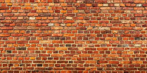 Panorama of weathered red brick wall, perfect as a rustic background or texture