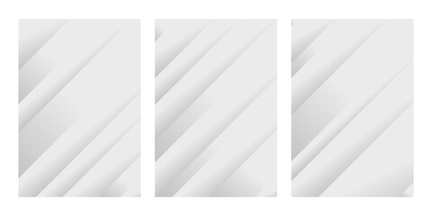 Obraz premium Three white panels with 3d diagonal lines.