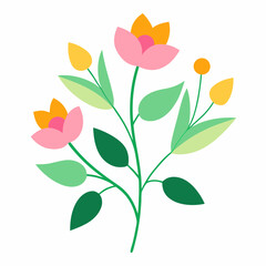 Delicate Pink Floral Arrangement Minimalistic Botanical Vector Art