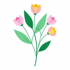 Delicate Pink Floral Arrangement Minimalistic Botanical Vector Art