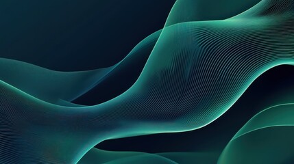 Abstract Green Wave Pattern on Dark Background