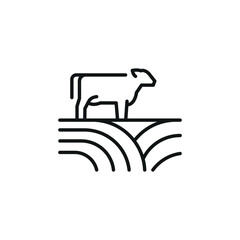 Cow icon. Simplified representation of a dairy cow, a staple in agricultural imagery, associated with milk and beef production. Ideal for agricultural businesses. Vector illustration