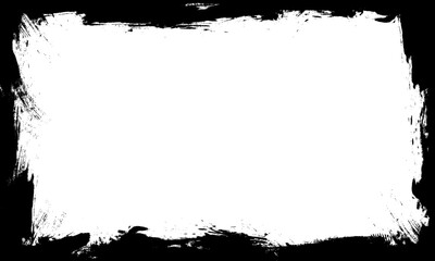 black ink brush painting grunge lines stroke border blank frame element