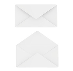 White Open Envelope isolated on png transparent background.