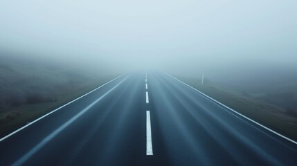 Fototapeta premium Empty Road in Foggy Landscape