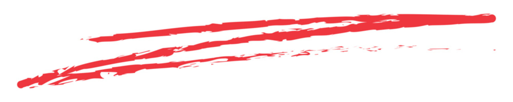 Grunge red strike underline elements. Hand drawn red pencil line and stroke. Line marker underline with a red marker. Vector