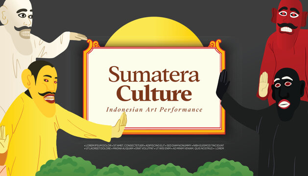 Colorful illustration dancer Indonesian Sumatera culture art