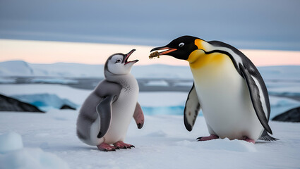 Naklejka premium two penguins on a rock