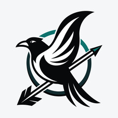 Hand drawn bird outline illustration
