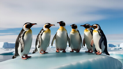 Fototapeta premium two penguins on the beach