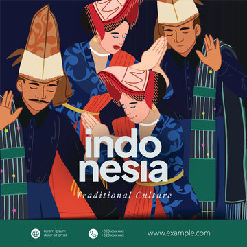 Isolated Indonesian North Sumatera flat design dancer