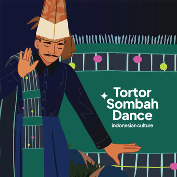 Social Media post template idea with Indonesia dancer design illustration