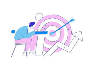 Marketing planning business characters flat vector concept operation hand drawn illustration
