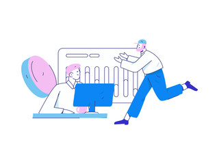 Marketing planning business characters flat vector concept operation hand drawn illustration
