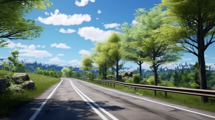 A view of a road on a bright spring day