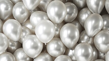 Chrome helium balloons in the birthday room. Neural network ai generated art