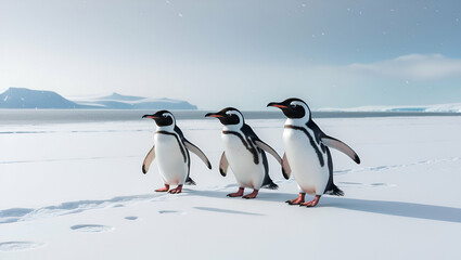 Obraz premium two penguins on the snow