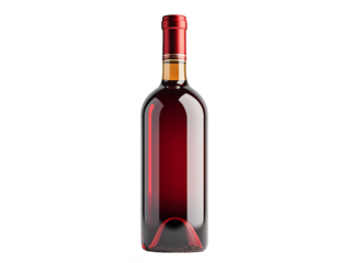 Red wine bottle isolated transparent background