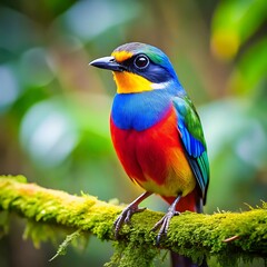 Obraz premium A colorful Bird sitting on a branch. Walpaper, Photo or Background. Ai Generated 