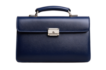 Elegant navy blue leather briefcase with a secure clasp, perfect for professionals. Ideal for office and business settings.