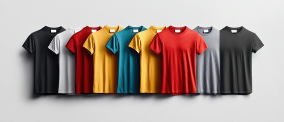 Colorful T-shirt Collection Displayed on a Wall