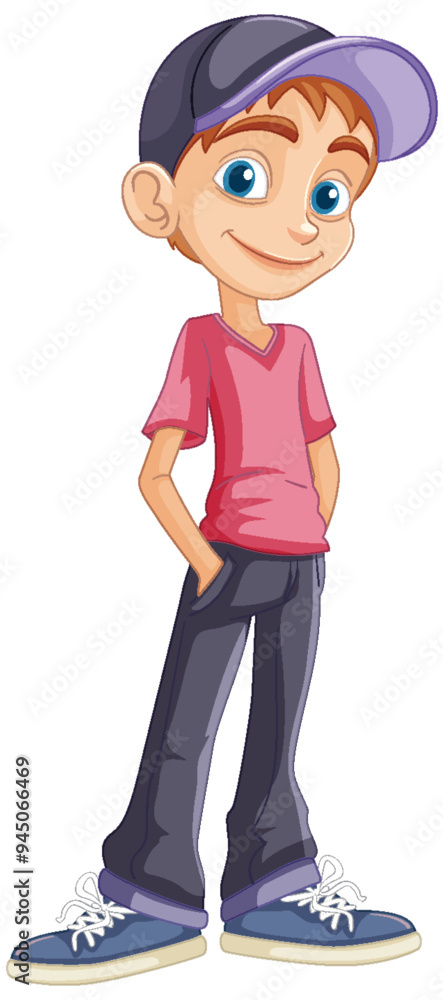 Sticker smiling boy in casual outfit