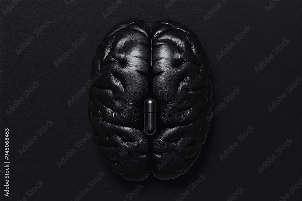 Poster black brain shaped design on a dark background symbolizing mystery depth and the complexities of the