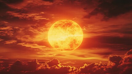 Intense Heatwave: Sun at 40Â°C, Fiery Sky, Sweltering Atmosphere
