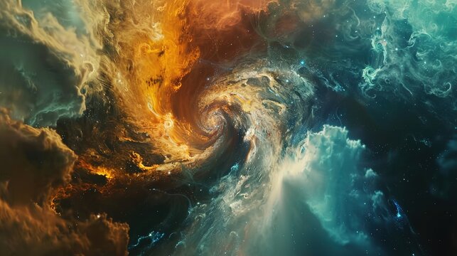 A cosmic dance of light and color, with swirling galaxies and pulsating nebulae creating an otherworldly and hypnotic spectacle.