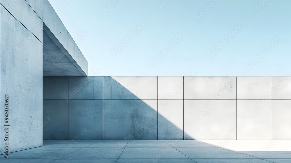 Poster minimalist and modern concrete building with clean architectural lines geometric shapes and ample co