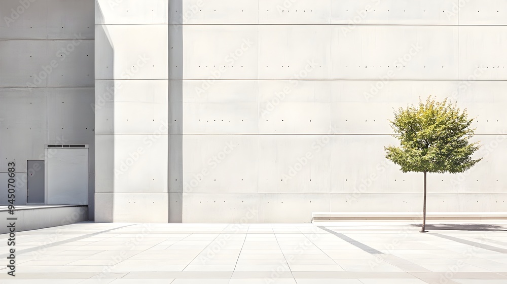 Poster minimalist concrete building with clean lines simple geometric facade and ample copy space for vario